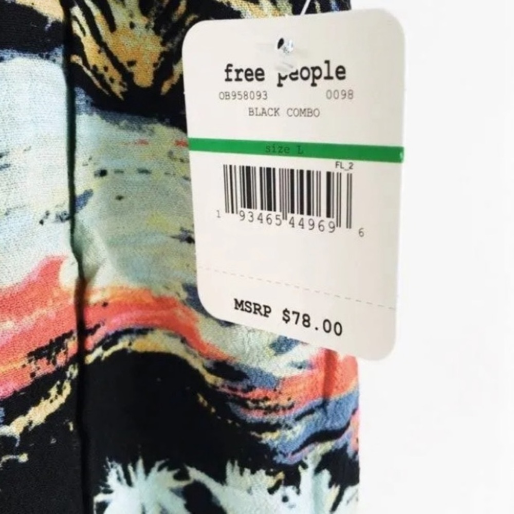 Free People Black Multicolor Wide-Leg Pants Lounge - Picture 10 of 10